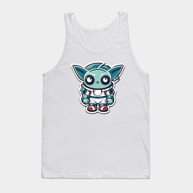 Cute Space Owl Illustration (eyes up right) Tank Top by newbeltane